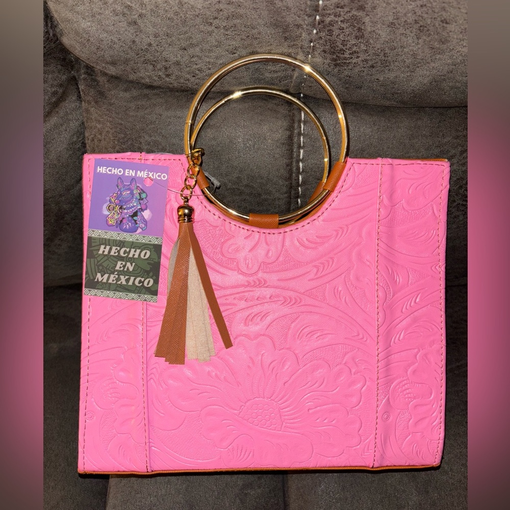 Pink Embossed Handbag